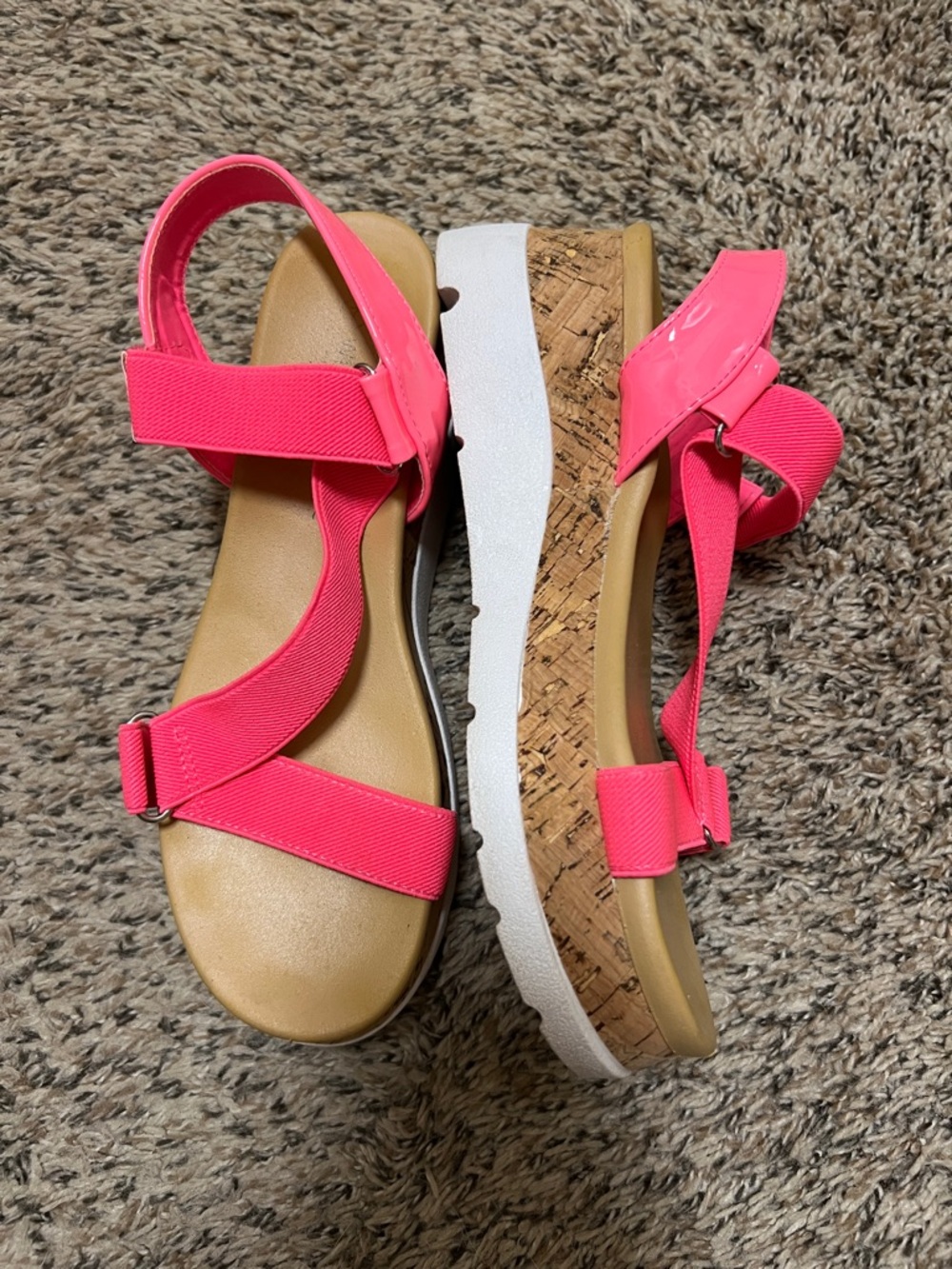 Wild Diva Pink Cork Wedge Sport Sandals